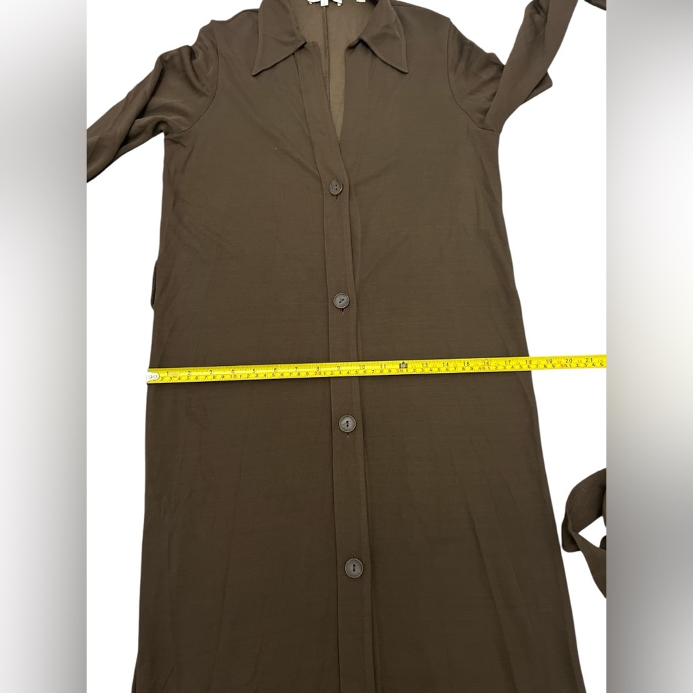 LN Vince Midi Brown Shirtdress Long Sleeve Brown Button Italian Viscose S Small - Picture 10 of 12